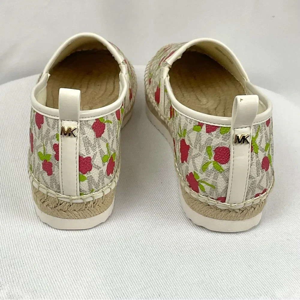 Michael Kors Lenny Espadrille Slip On Shoes Sz 7.5 M New Rose & Signature Flats